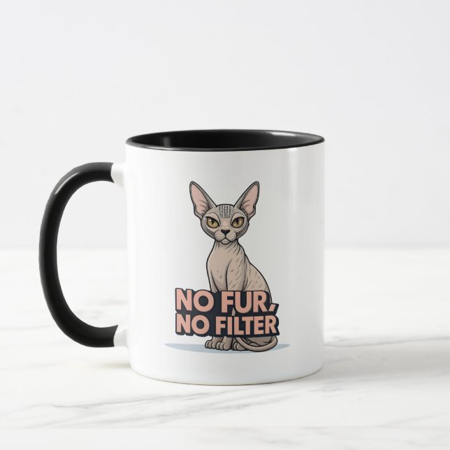 Caneca Arte de Gato Sphynx Sem Pelo Sem Filtro Atitude (Esquerda)