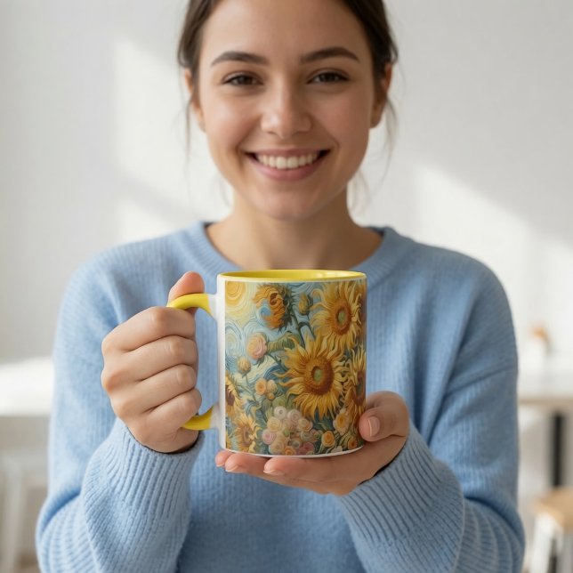 Caneca Arte de Girassol (Criador carregado)