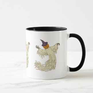 Caneca Arte de Halloween do Fantasma de Cabeça de Abóbora