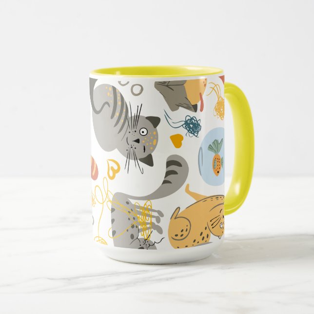 Caneca Arte de Ilustração de Gato (Frente Esquerda)