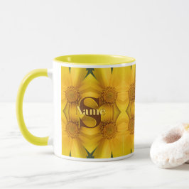 Caneca Arte de iniciais de monograma personalizado com pé