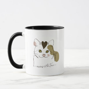 Caneca Arte de Linha de Gato Bonita - Meow é o Time Mug