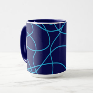 Caneca Arte de linha em Blues contrastantes