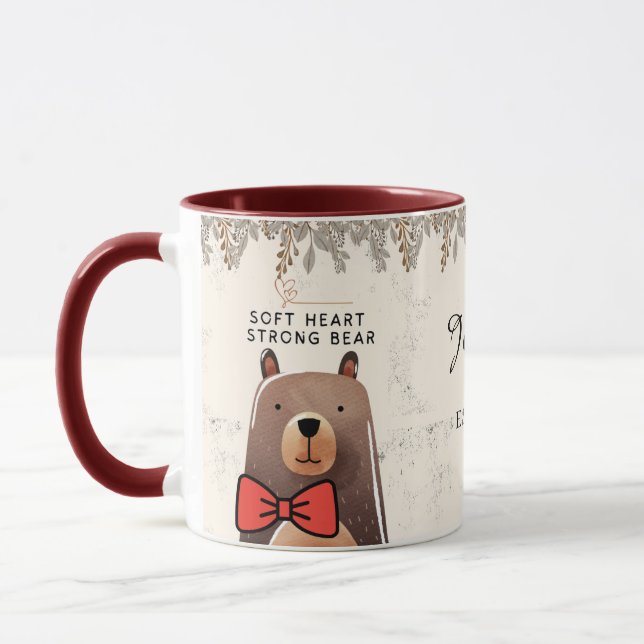 Caneca Arte de mamãe ursa de coração macio e forte (Esquerda)