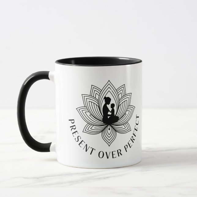 Caneca Arte de Mantra Presente Mãe Filho Lótus (Esquerda)
