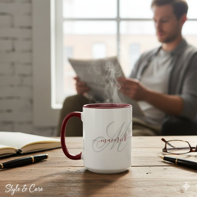 Caneca Arte de Monograma de Nome Personalizado com Estilo (Stylish Custom Name Monogram Art for Everyday Use Mug)