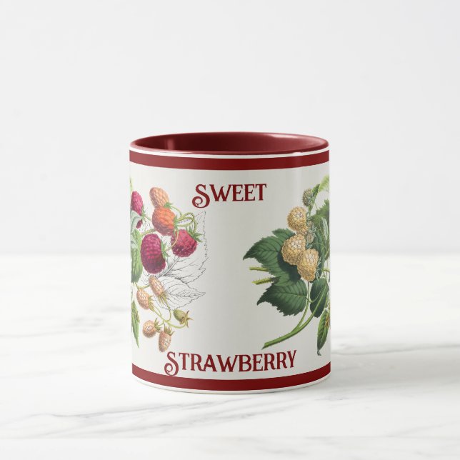 Caneca Arte de Morango Doce Vintage com Nome Personalizad (Centro)