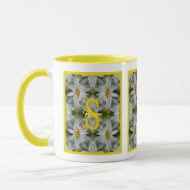 Caneca Arte de Nome Inicial Monograma Personalizado Daisy