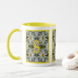 Caneca Arte de Nome Inicial Monograma Personalizado Daisy