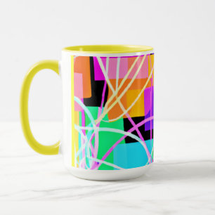 Caneca Arte de Padrões Neon Únicos E Coloridos