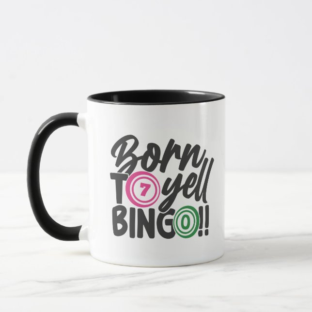 Caneca Arte de palavra de Bingo de grito engraçado  (Esquerda)