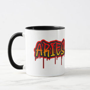 Caneca Arte de Palavra Gotejante de Tinta Spray do Signo 