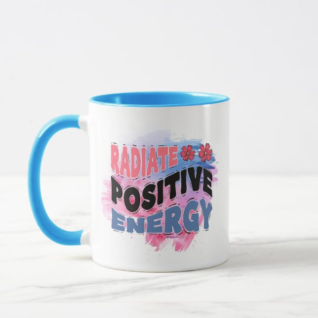 Caneca Arte de palavra inspiradora fofa positiva  (Esquerda)