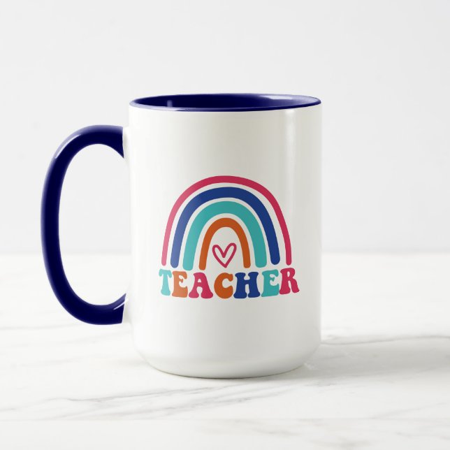 Caneca Arte de Palavras Arco-íris Professor (Esquerda)