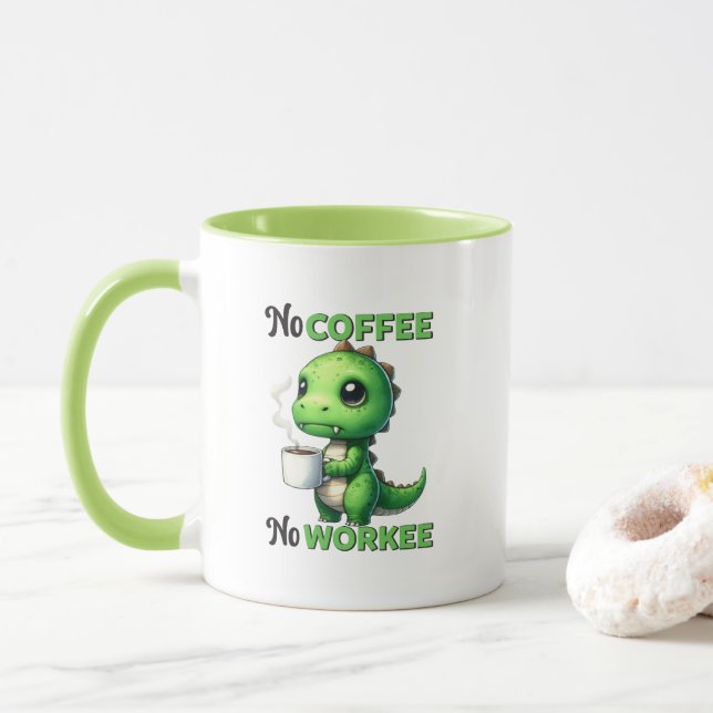 Caneca Arte de palavras engraçadas sobre café no trabalho (Com Donut)