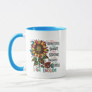 Caneca Arte de palavras inspiradoras fofas o suficiente