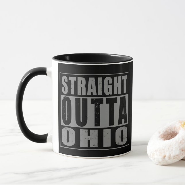 Caneca Arte de Palavras Straight Outta Ohio (Com Donut)