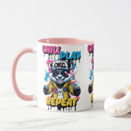 Caneca Arte de Panda para Jogos de Pop de Cor