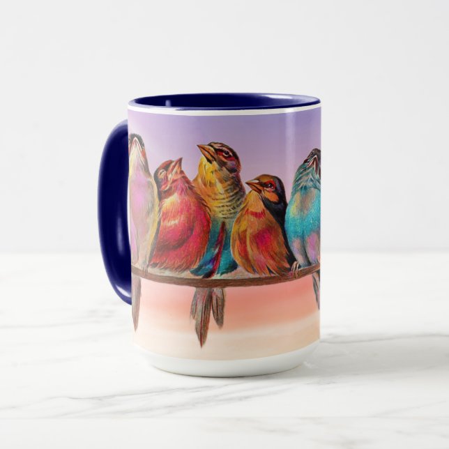 Caneca Arte de Pássaro Doce na Taça de Mug (Frente Esquerda)