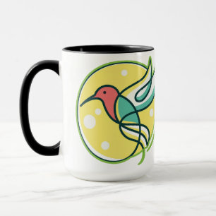 Caneca Arte de Pássaro Moderno em Linha