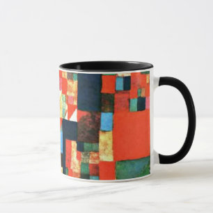 Caneca Arte de Paul Klee - Imagem da Cidade com Vermelho 