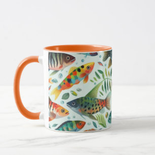 Caneca Arte de peixe submarino colorida