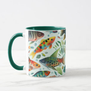 Caneca Arte de peixe submarino colorida