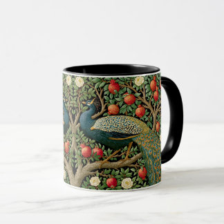 Caneca Arte de Pintura Elegante de Pavão ao Estilo de Wil
