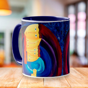 Caneca Arte de pintura moderna de retrato de família junt