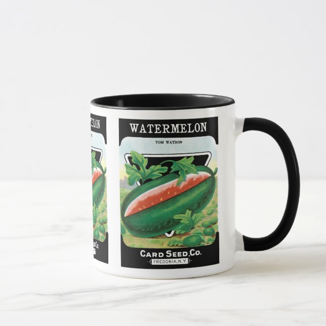 Caneca Arte de rótulo de pacote de sementes vintage, mela (Direita)