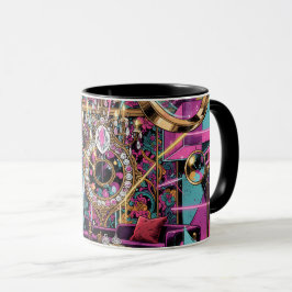 Caneca Arte de Salão de Luxo Psicodélico Neon