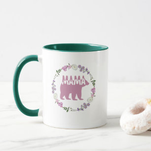 Caneca Arte de Silhueta da Mamãe Urso Colorida