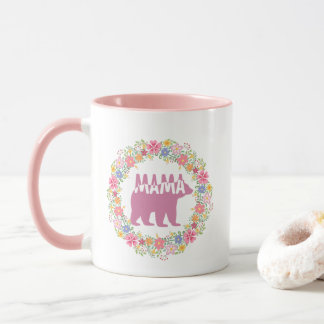 Caneca Arte de Silhueta da Mamãe Urso Colorida