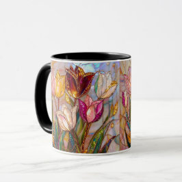 Caneca Arte de Tulipa em Vidro Colorido Joia-Estilo Flora