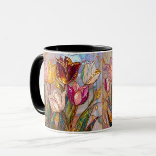 Caneca Arte de Tulipa em Vidro Colorido Joia-Estilo Flora