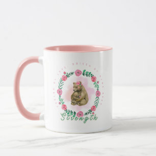 Caneca Arte de Urso Mamãe em Aquarela Floral