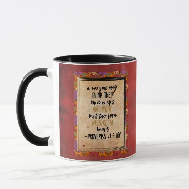 Caneca Arte de Versículos da Bíblia Cristã Provérbios 21: (Esquerda)