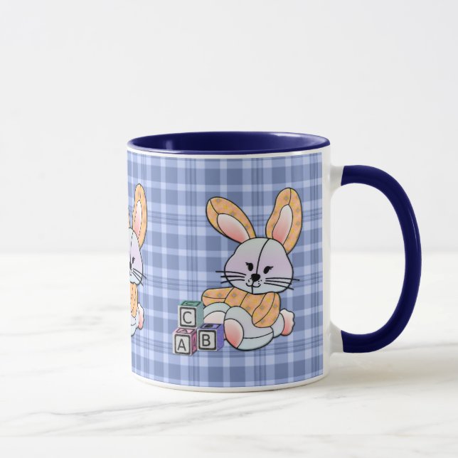 Caneca Arte de Xadrez Azul Personalizada - Coelhinho (Direita)