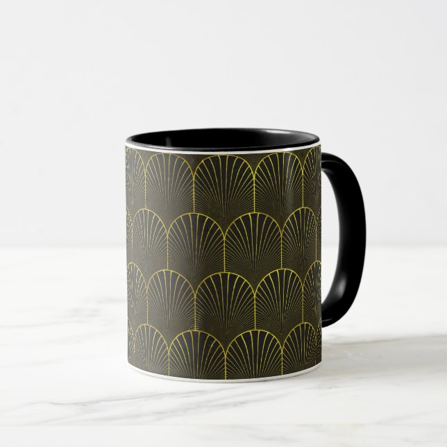 Caneca Arte Deco Em Dourado E Preto (Frente Esquerda)