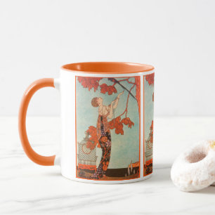 Caneca Arte Deco Vintage, Pássaro Volúvel por George Barb