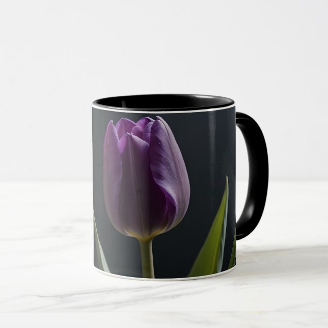 Caneca Arte digital de tulipas roxas (Frente Esquerda)