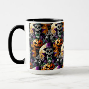 Caneca Arte do Crânio do Açúcar - Dia das Bruxas da Meia-