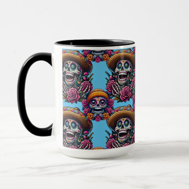 Caneca Arte do Crânio do Açúcar - Dia Vibrante dos Mortos (Esquerda)
