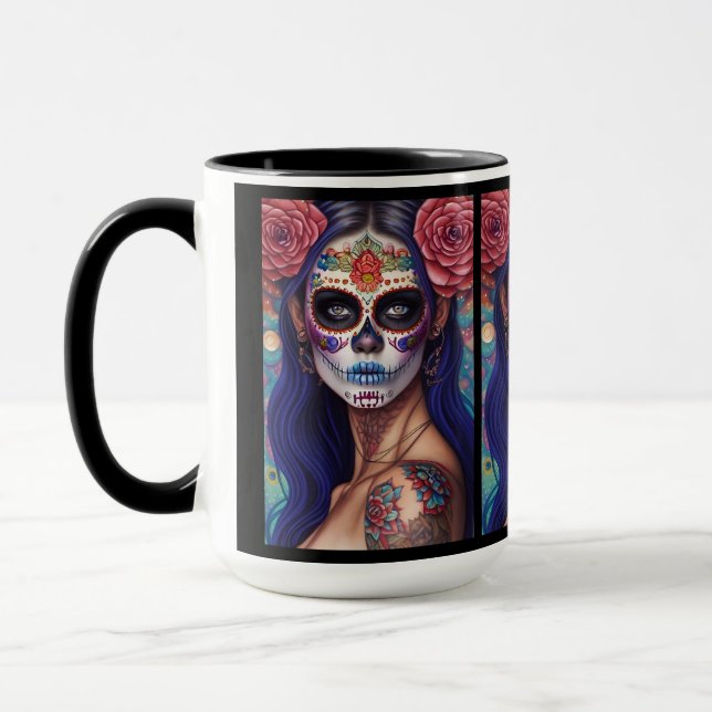 Caneca Arte do Crânio do Açúcar - Rosas e Revelação (Esquerda)