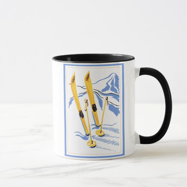 Caneca Arte do esqui do vintage (Direita)