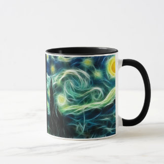 Caneca Arte do Fractal de Van Gogh da noite estrelado