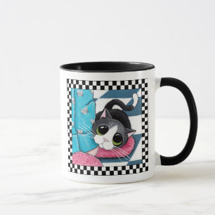 Caneca Arte do gato do aquecedor   do tornozelo da manhã
