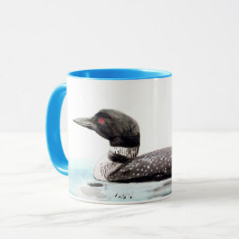 Caneca Arte do mergulhão-do-norte da aguarela