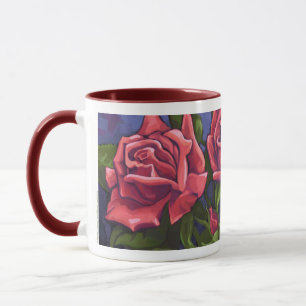 Caneca Arte do Rosa vermelha bonito