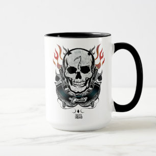 Caneca Arte do tatuagem do crânio & das chamas do pelot